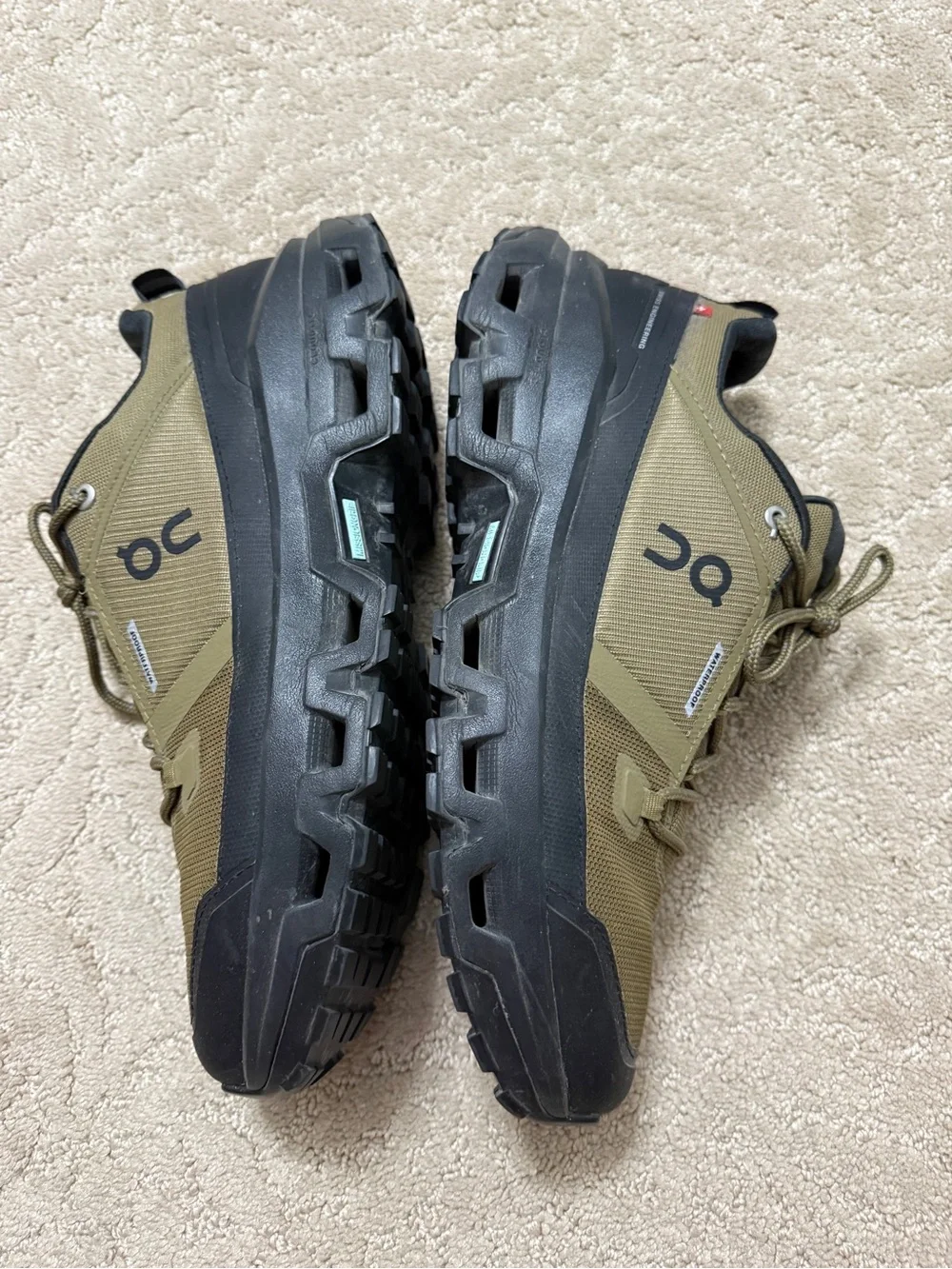 On Running Cloudrock Low Waterproof Olive and Black Men's Trail Sneakers